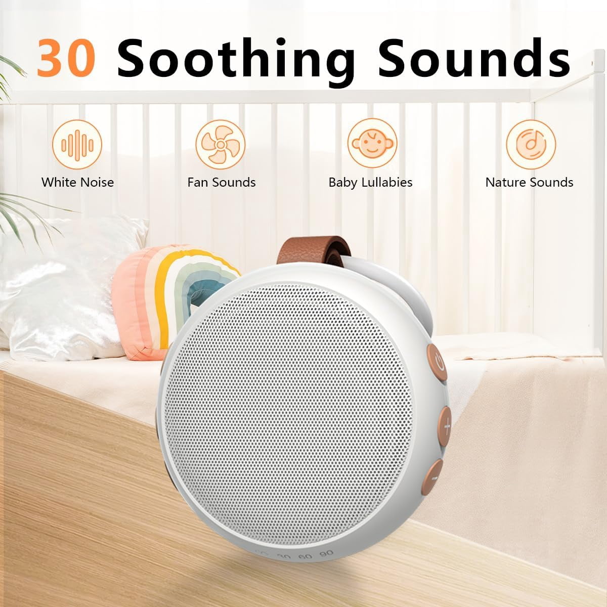 Portable Sound Machine Baby White Noise Machine Pink Noise Machine with 30 Soothing Sounds for Newborn Kids Adults Battery Sleep Brown Noise Masker 4 Timers Memory Function for Travel Home Office