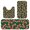 Football Icon Green Pattern, variant on Football Fire Orange Pattern 3 Piece Flannel Bathroom Rug Set, Shower Floor Mats Absorbent Non-slip Gift Ideas for All People