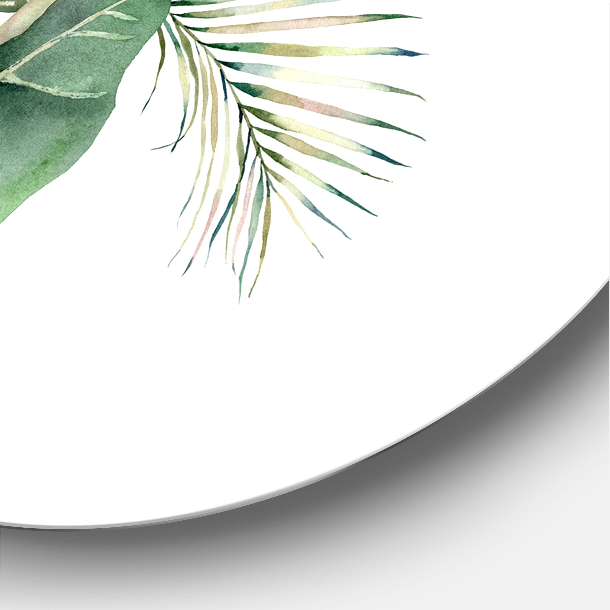 Designart 'Queen Proteas Palm & Monstera Leaves' Traditional Circle Metal Wall Art 23x23 - Disc of 23