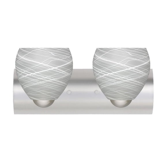 2WZ-412260-SN-Besa Lighting-Bolla-Two Light Bath Vanity-14.5 Inches Wide by 6.88 Inches High-Satin Nickel Finish-Cocoon Glass Color-Incandescent