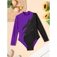 thumbnail image 3 of vastwit Kids Girls Gymnastics Leotards Long Sleeve Ballet Dancewear Yoga Skating Jumpsuit Bodysuit Purple 10, 3 of 7