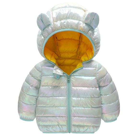 jsaierl Toddler Boys Girls Winter Jackets Cute Bear Ear Hood Cartoon Graphic Coat Fall Zip Up Thermal Jacket Thicken Outerwear Clothes Puffer Jacket 1M-6T