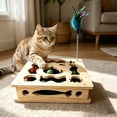 thumbnail image 6 of Solid Wood Cat Puzzle Toy Box Interactive Scratch Maze for Independent Play, Treat Training, and Indoor Enrichment, 6 of 6