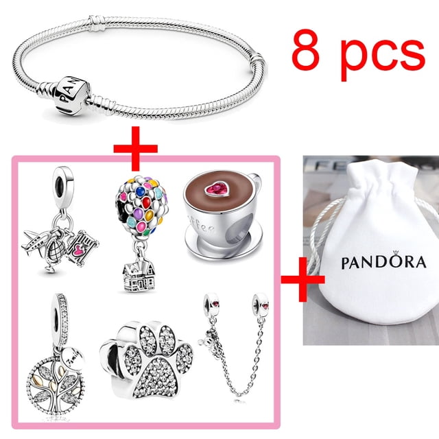 8 Piezas/Set Pandora Conjunto Charms Pulsera Plata 925 Encantos Para Pulseras Charm DIY Joyería
