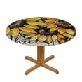 thumbnail image 3 of WYYP Sunflowers Round Table Cover 100% Polyester Tablecloth White, 3 of 8