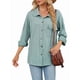 thumbnail image 3 of Blusas Informales de Larga Extragrandes con Botones y Cuello Halter para Mujer Verde L, 3 of 9