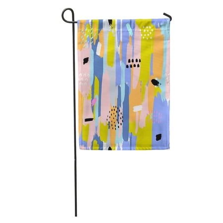 SIDONKU Hand Brush Stroke Paint Pattern Geometric Kids Artistic Black Circle Garden Flag Decorative Flag House Banner 28x40 inch