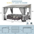 thumbnail image 3 of ALAULM 10' x 12' Hard Top Lean to Gazebo, Wall Mount Heavy Outdoor Gazebo with Curtains and Netting(Gray), 3 of 12