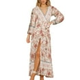thumbnail image 1 of LUXUR Robe Longue Portefeuille pour Femmes, Décontractée, de Soirée, Beige, TG, 1 of 2