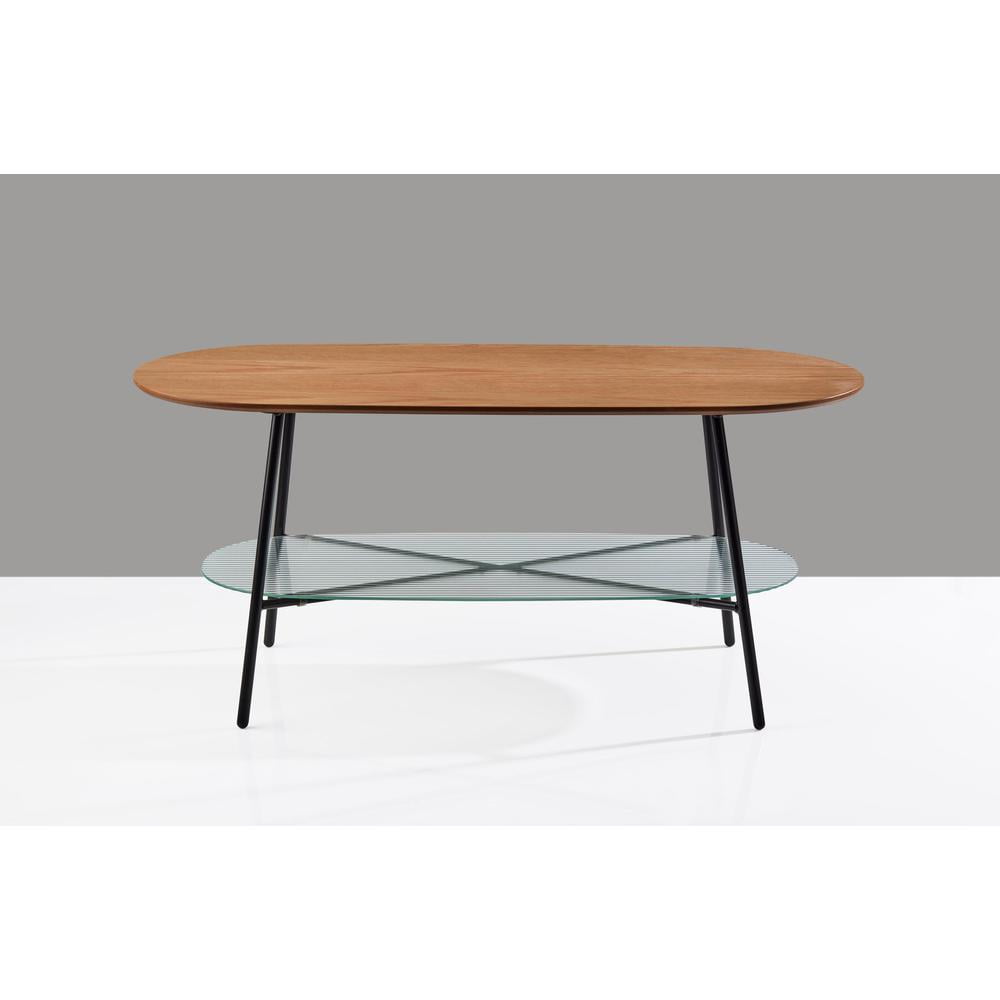 Adesso, Diane Coffee Table, Natural Wood & Black, MDF