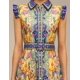 thumbnail image 5 of Vestido Tsukko azul floral de manga corta con cuello redondo y manga corta mini, 5 of 5