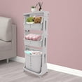 thumbnail image 4 of Plastic 4-Tier Laundry Basket Portable Laundry Hamper Basket with 4 Universal Wheels Clothes Storage Organizer Shelf Rolling Cart - Grey, 4 of 13