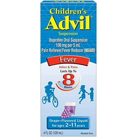 Children's Advil and Fever Reducer, Children's Ibuprofen for , Liquid Ibuprofen for Children, Grape - 4 Fl Oz