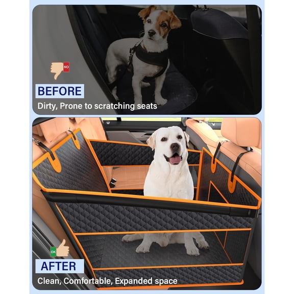Dog Car Seat for Large Dogs, Back Seat Extender for Dogs, Foldable Pet Car Seat with Waterproof Oxford Fabric and Non-Slip Bottom, All-Around Protection and Strong Support