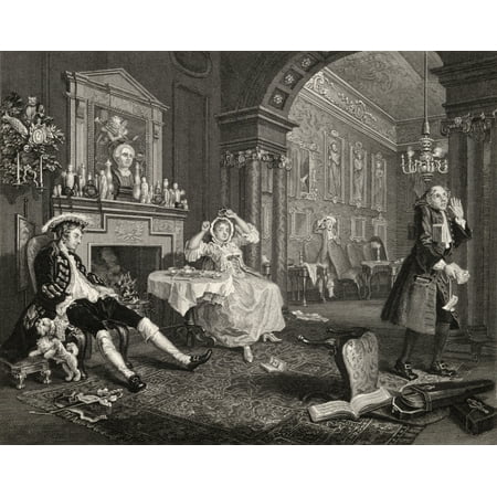 Marriage A La Mode Breakfast Scene From The Original Picture By Hogarth From The Works Of Hogarth Published London 1833 Stretched Canvas - Ken Welsh  Design Pics (16 x