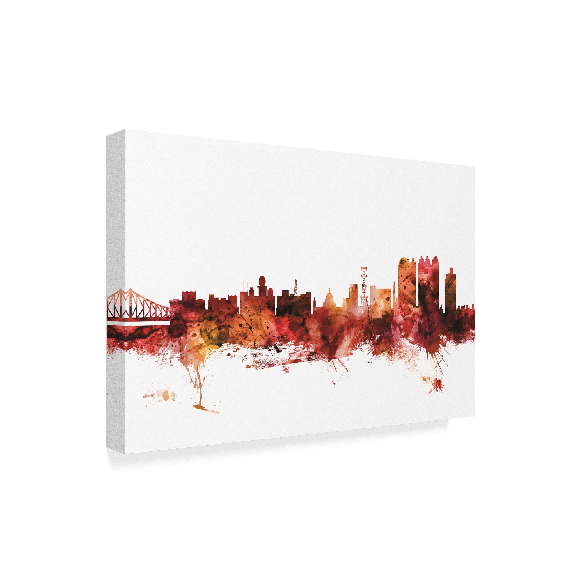 Trademark Fine Art 'Calcutta (Kolkata) India Skyline Red' Canvas Art by Michael Tompsett