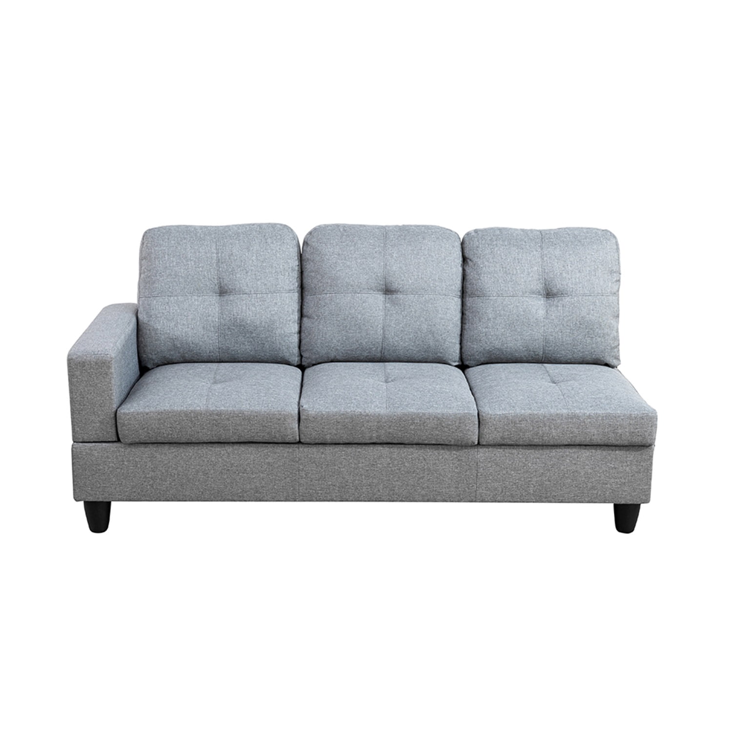 Hommoo Modern Linen 2-Piece Couch Living Room Sofa Set Sectional Couches and Sofas, L-Shaped Sectional Couch Sofa, Grey(No Ottoman)