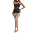 thumbnail image 2 of DARING DIVA Women's Lace Mesh See Through V-Neck Control Cami with Padded Adjustable Spaghetti Straps Breathable Tank M Black, 2 of 5