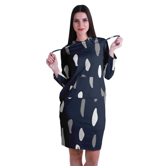 Moomaya Manches Longues à Capuche Imprimé Sweat-Shirt Jersey T, Robe avec Poches