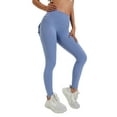 thumbnail image 1 of ZAXARRA Women's Solid Color Yoga Pants Tummy Control High Waist Running Leggings with Pocket, 1 of 9