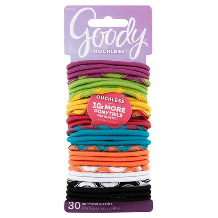 Goody Ouchless No Metal Elastics, Citrus Twist, 30 count