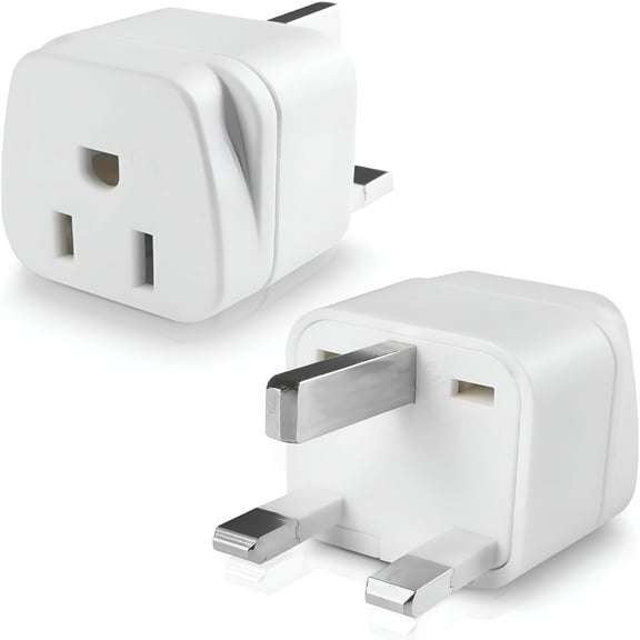 GJX US to UK Plug Adapter,Type G Plug Adapter for Travel,UK Power Adapters,Ireland Plug Adapter,American Canada Japan to British Hong Kong Ireland Dubai Travel Adapter (2 Pack White)