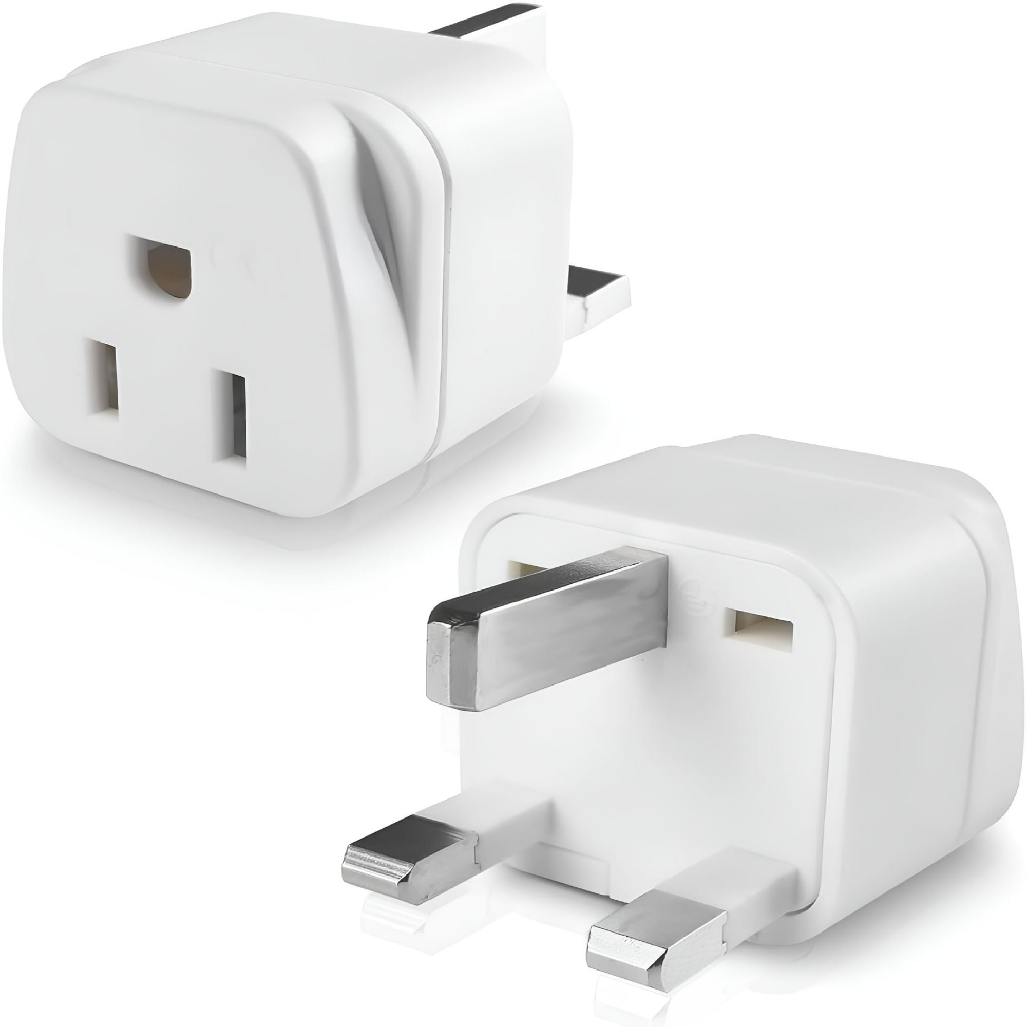 GJX US to UK Plug Adapter,Type G Plug Adapter for Travel,UK Power Adapters,Ireland Plug Adapter,American Canada Japan to British Hong Kong Ireland Dubai Travel Adapter (2 Pack White)