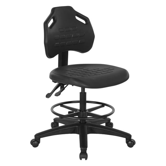 Black Self Skinned Urethane Intermediate Drafting Chair with Black Footrest
