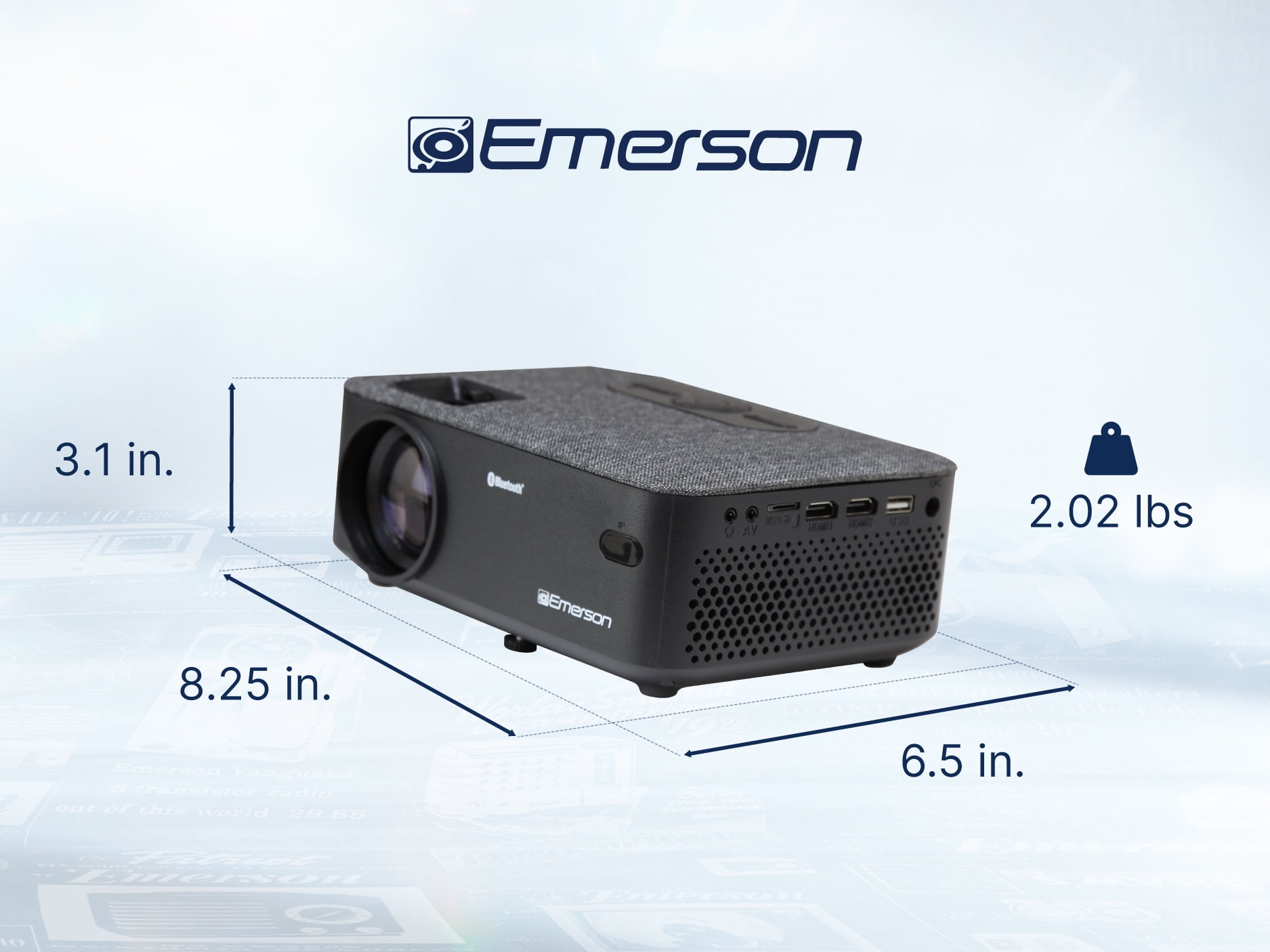 Emerson EVP-2001C Portable Projector with Portable Screen and Carrying Case, Black