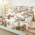 thumbnail image 3 of Manfei Christmas Poinsettia Child Twin Sheet Sets, Vintage Winter Leaf Plant Twin Fitted Sheet, Xmas Tree Flat Sheet, Ultra Soft Bedroom Decor, 3-Piece, 3 of 7