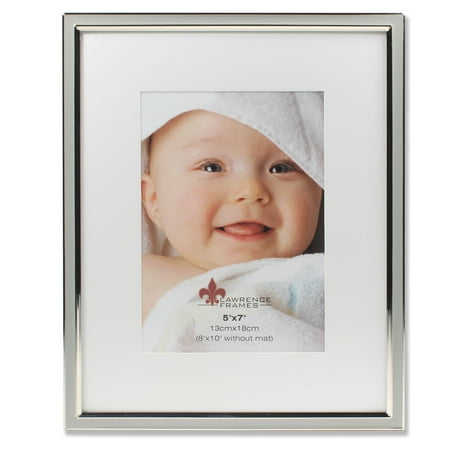 Mutt Mat - 5x7 Matted Gray Enamel and Silver Metal Picture Frame - 8x10 Without Mat
