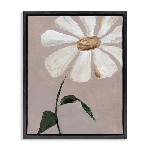 Stupell Industries Single Daisy Sprig Plants & Flowers Painting Black Floater Framed Canvas Art Print Wall Art, 17 x 21