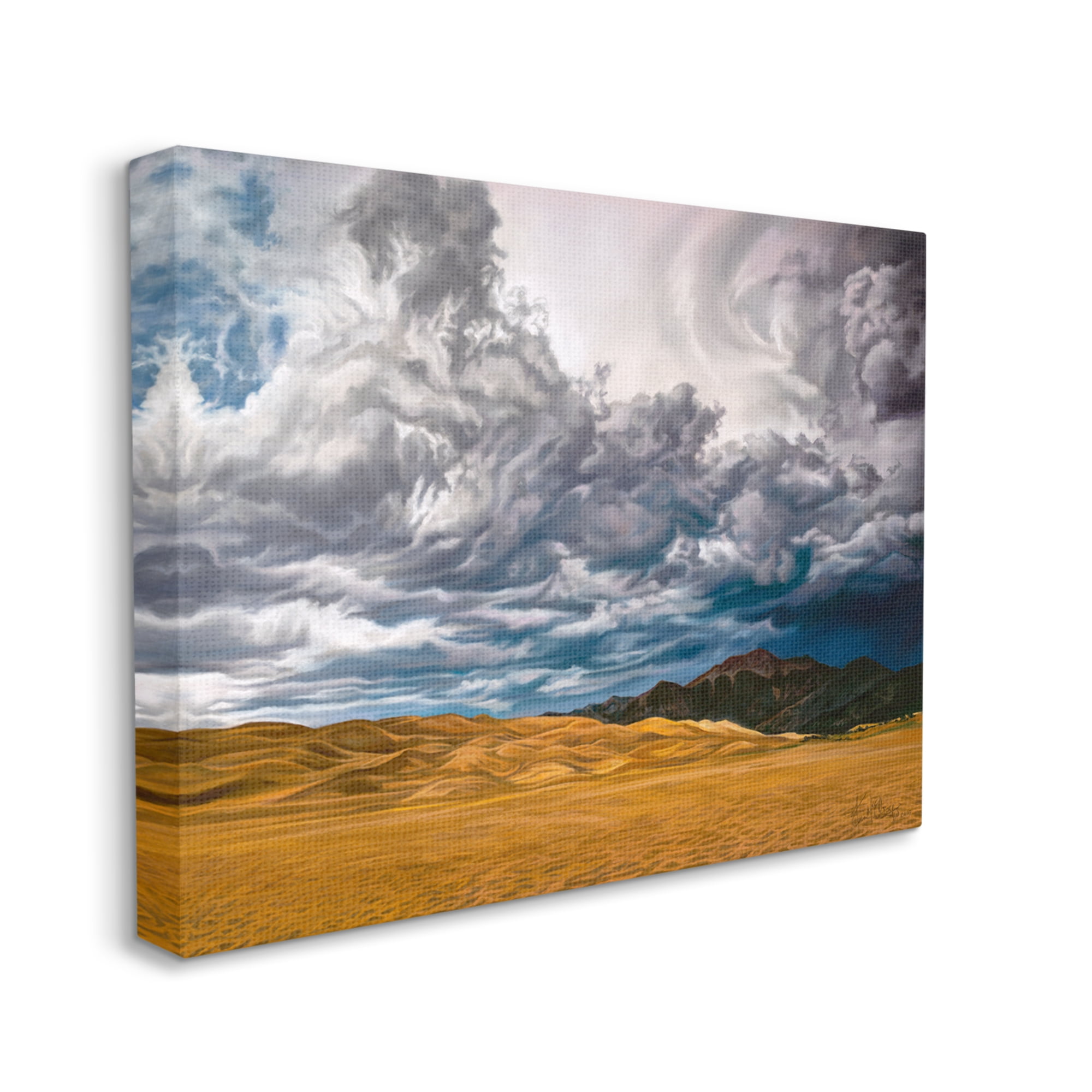 Stupell Industries Cloudy Sand Dunes Landscape Painting Gallery Wrapped Canvas Art Print Wall Art, 40 x 30