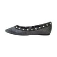 thumbnail image 3 of FUZZY Emily Women Wide Width Pointed Toe Square Studded Top Liner Slip-On Flats BLACK 11, 3 of 6