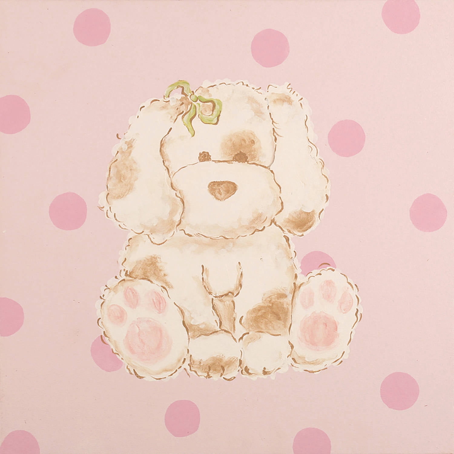 Marmont Hill "Snuggly Puppy" by Reesa Qualia Painting Print on Wrapped Canvas