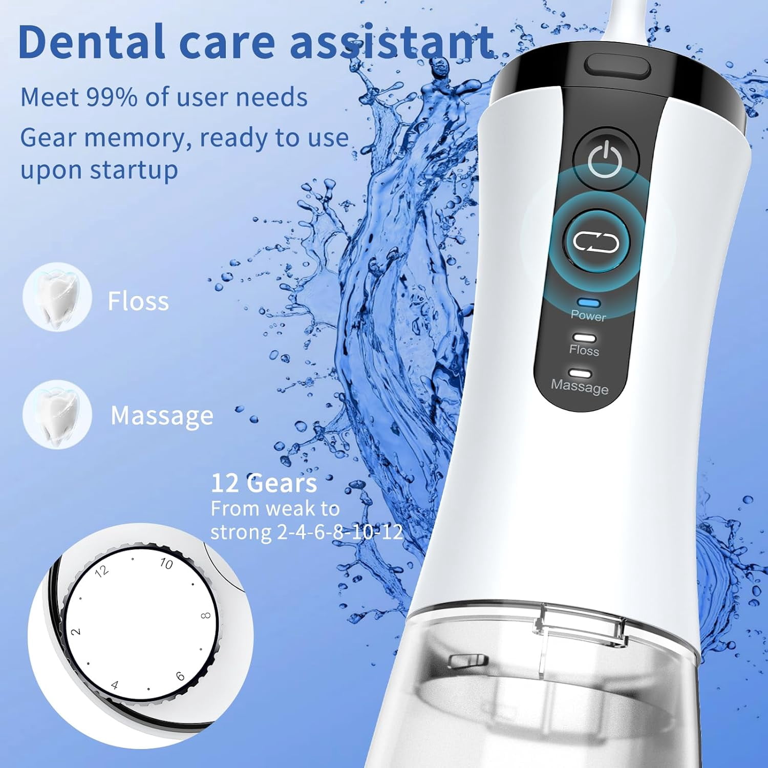 Water Flosser with Camera for Teeth, Visual Water Dental Flosser with 12-Gear, Rechargeable Water Flosser with 3-Nozzle and IPX7 Waterproof for Android and iOS(Black)