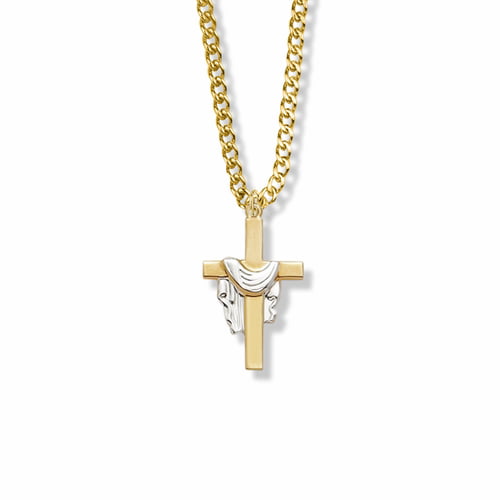 14K Gold Plated Over .925 Sterling Silver cross crucifix Pendant with  Silver Draped Rope onComes with a 18'' Chain Necklace in a deluxe velvet box