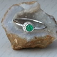 thumbnail image 2 of Diamond & Emerald Halo Ring, 925 Sterling Silver Ring, Anniversary Ring, Bezel Set, May Birthstone Ring, Handmade Fine Jewwelry., 2 of 3