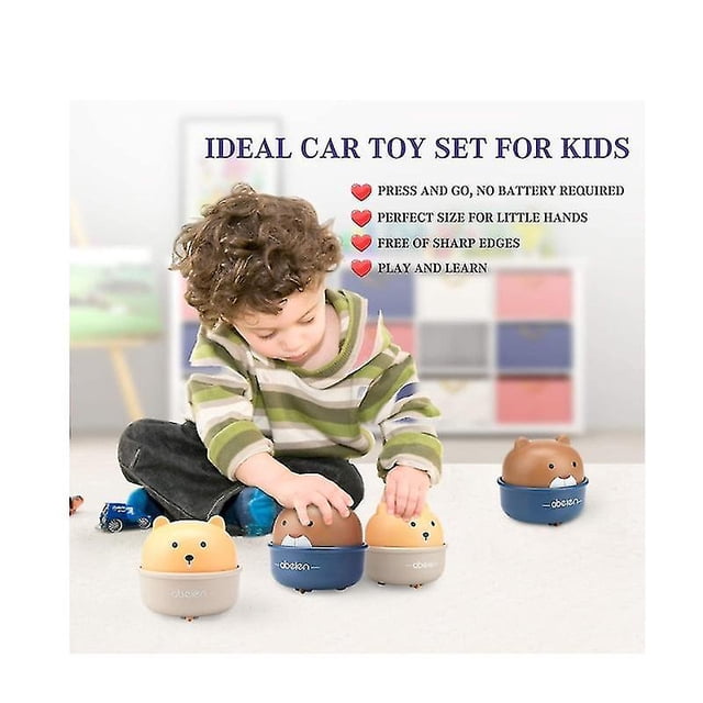 Coches de juguete, paquete de 2 Mini coche de juguete para bebé Cuerda para arriba Vehículos de juguete de animales Set Press and Go Cumpleaños para 1 2 3 4