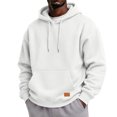 thumbnail image 4 of Men's Basic Baggy Hoodie, Long Sleeve Drawstring Hooded Sweatshirt, Fall Solid Color Casual Loose Fit Pullover with Pocket White 3XL, 4 of 6