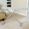 thumbnail image 3 of Household Essentials Arched T-Leg Ironing Board, Steel Top and Strong Metal Frame, Heat-Resistant Cotton Cover with Fiber Padding, Silver Frame, Blue Geometric Pattern with Matching Feet, 3 of 4