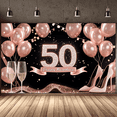 thumbnail image 6 of Elegant Design Banner 50 Celebration Pink Balloons Shiny 50th Birthday for Milestone Party Adult Party Celebration Glamorous Event, 6 of 9