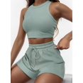 thumbnail image 5 of 2 Piece Women Lounge Sets Sleeveless Crop Top and Shorts Waffle Lounge Set Tracksuits Sweatsuits, 5 of 5