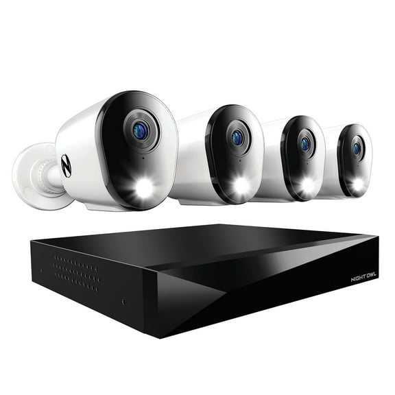 Night Owl 2-Way Audio 12 Channel DVR Security System with 2TB Hard Drive and 4 Wired 2K Deterrence Cameras