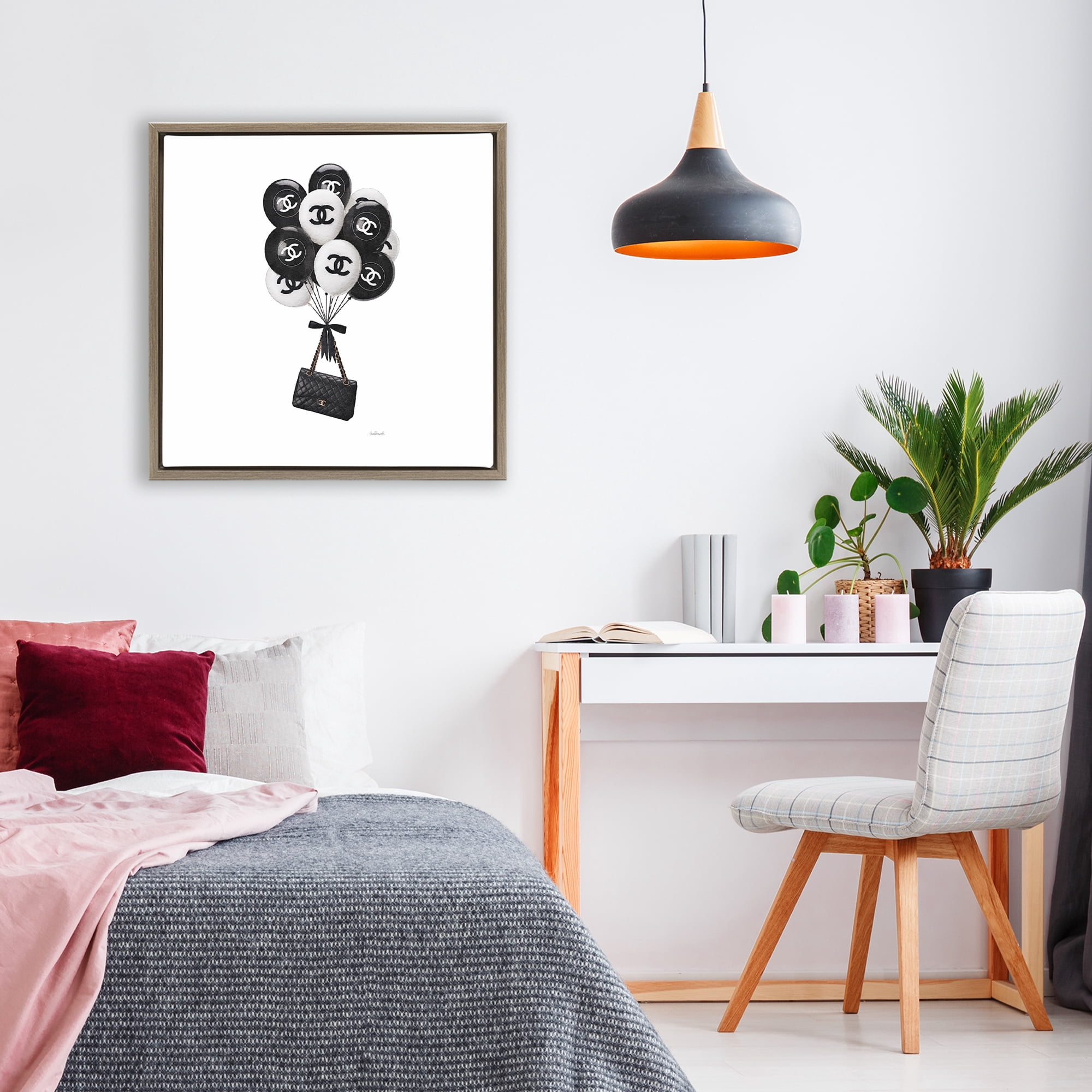 Stupell Industries Chic Balloons & Purse Brown Framed Floater Canvas Wall Art, design by Amanda Greenwood