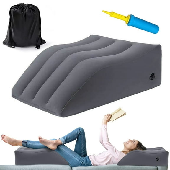 Inflatable Leg Elevation Pillow - Portable Wedge for Sleeping, Reduces Swelling & Back Pain, Post-Surgery & Pregnancy Recovery Aid with Pump,Dark Grey