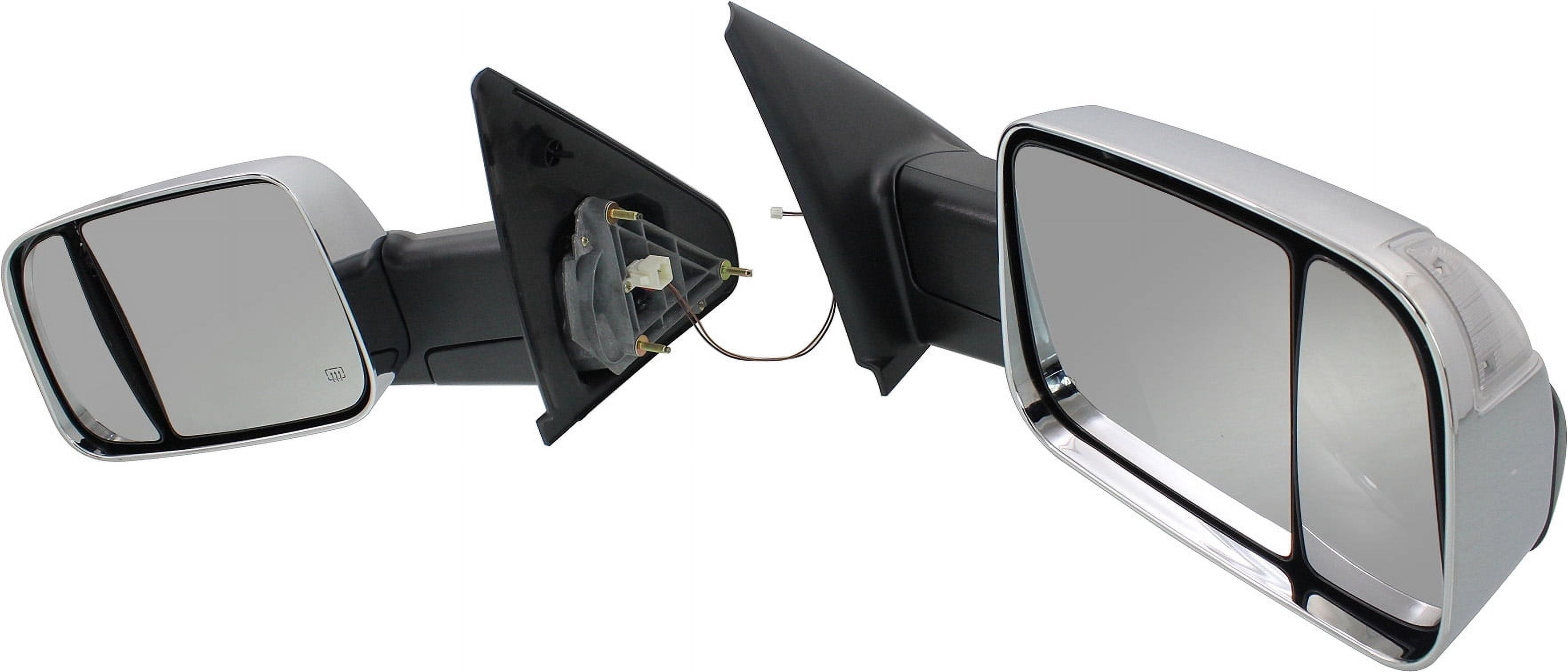 Kool Vue Towing Mirror Compatible With 2002-2009 Dodge Ram 3500 2500 Driver & Passenger Side Heated w/ Blind Spot Corner Glass In-housing Signal Light Chrome