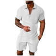 thumbnail image 1 of Wyzesi Men Swim Pantsuit No Mesh Men's Suit Two Suits Men's Solid Color Shirt and Shorts Zipper Access Top Compression Pantsuit Men Inseam Workout Shorts Suit Set, 1 of 5