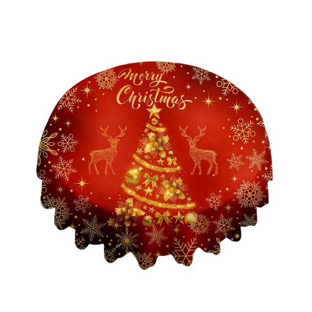 Christmas Tablecloth With Santa Claus Design 59.06 in x 59.06 in Polyester Multicolor Square Table Top Decoration