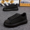 thumbnail image 2 of Men's Retro Minimalist Sneakers - Low-Top Lace-Up PU Upper, Outdoor - Casual Athletic, Year-Round Wear Cushioned Insole & PVC Sole, Solid Color (Suitable for) Gym, Training,, 2 of 5